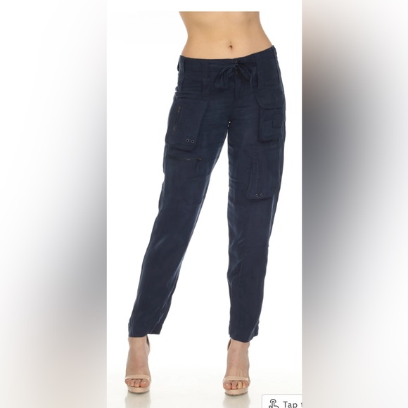 NWT - Johnny Was - HAILEY CARGO PANTS - Tie Belt in size 8 black - Picture 7 of 12